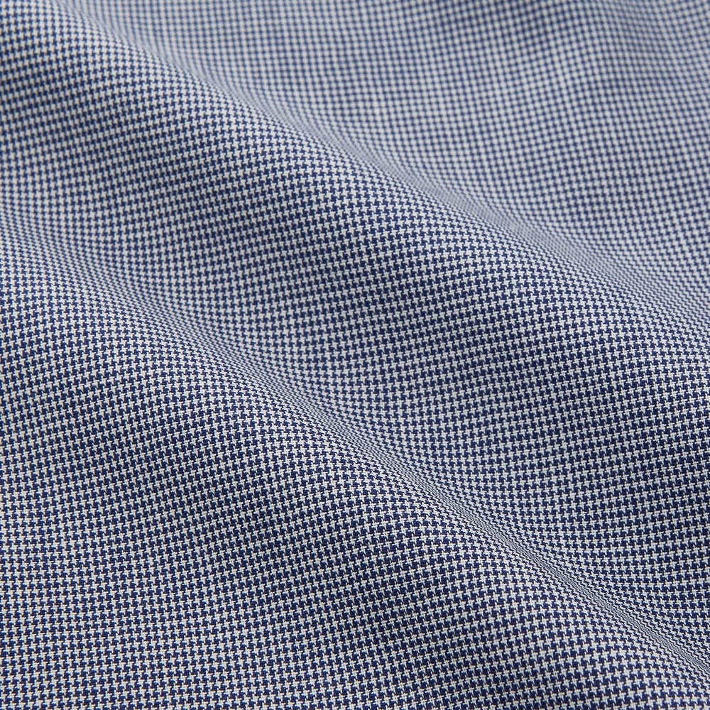 Navy Houndstooth Wool Tailored Fit Shelton Shirt