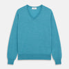 View 1 of product Turquoise Kennedy Merino V-Neck Jumper