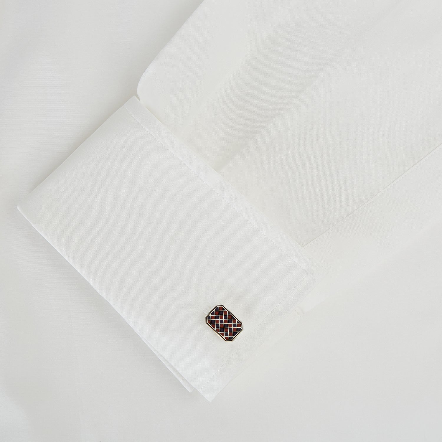 View 3 of product Burgundy and Navy Checkered Rectangular Enamel Cufflinks