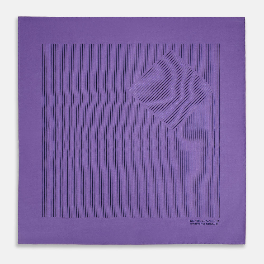 Purple Stripe Silk Pocket Square