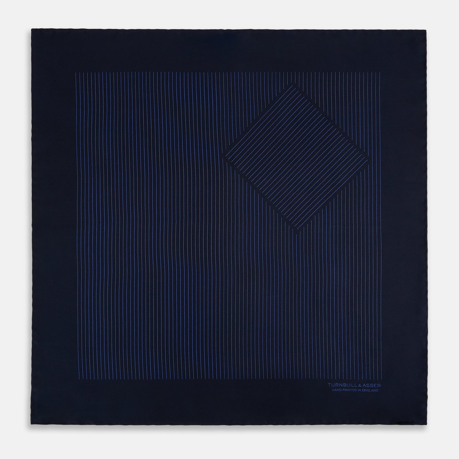 Navy Stripe Silk Pocket Square