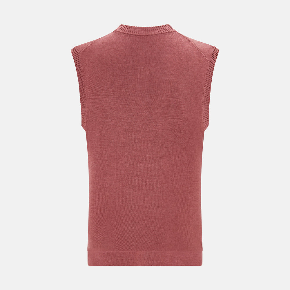 Antique Pink Fine Merino V-Neck Vest