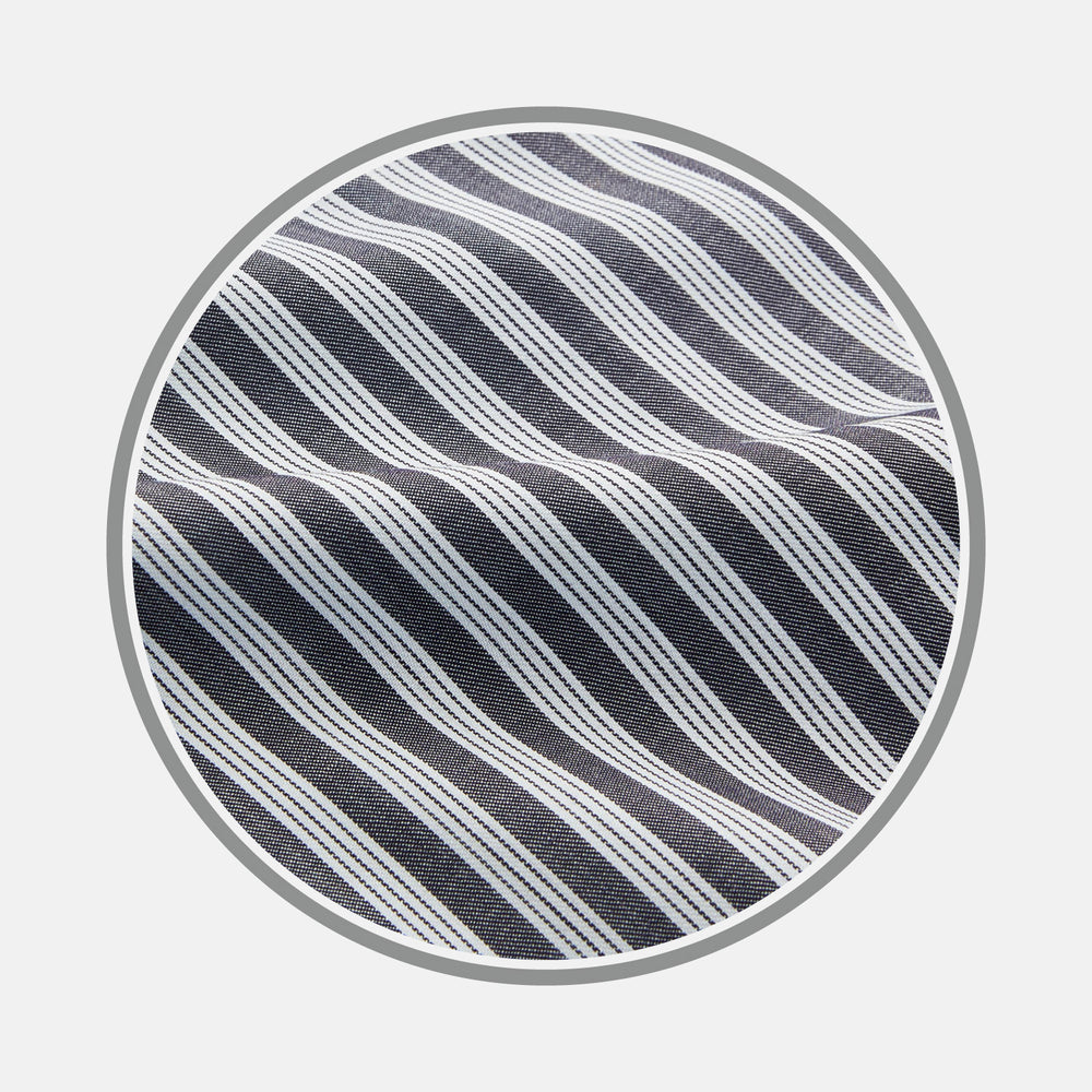 Navy Multi Stripe Wool Fabric