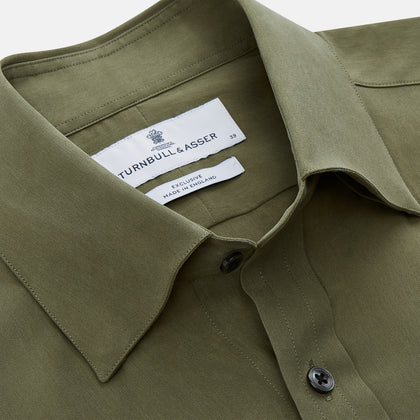 Green Silk Regular Fit Flaxton Shirt Image 1