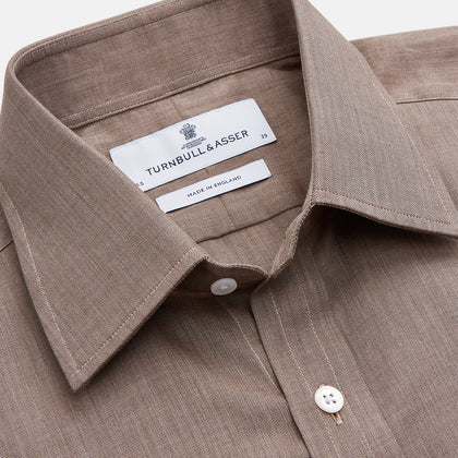 Camel Cotton Melange Regular Fit Mayfair Shirt Image 3