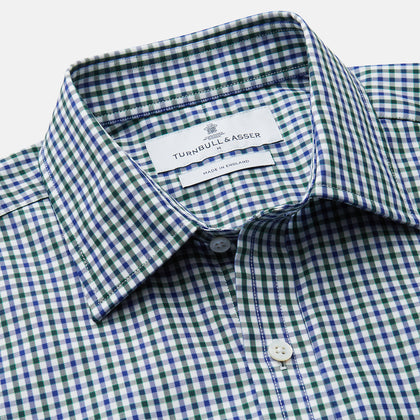 Green and Blue Cotton Multi Check Weekend Fit Finch Shirt Image 1