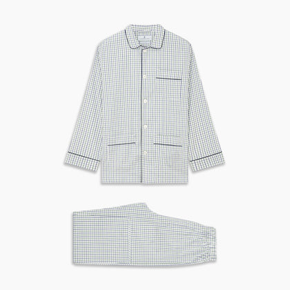 Green and Blue Check Cotton Hyde Pyjama Set Image 6