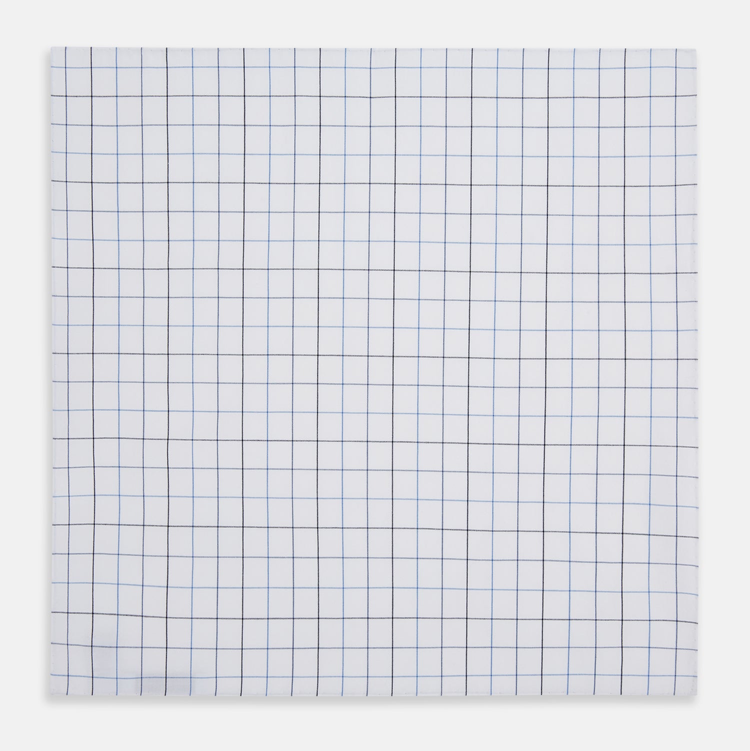 View 3 of product Hand Rolled Blue Grid Check Handkerchief