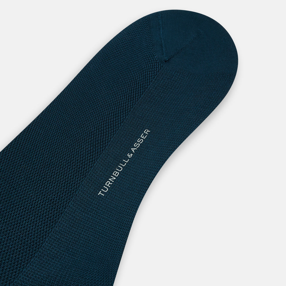Petrol Micro Knit Long Socks