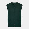 View 1 of product Forest Green Fine Merino V-Neck Sleeveless Cardigan