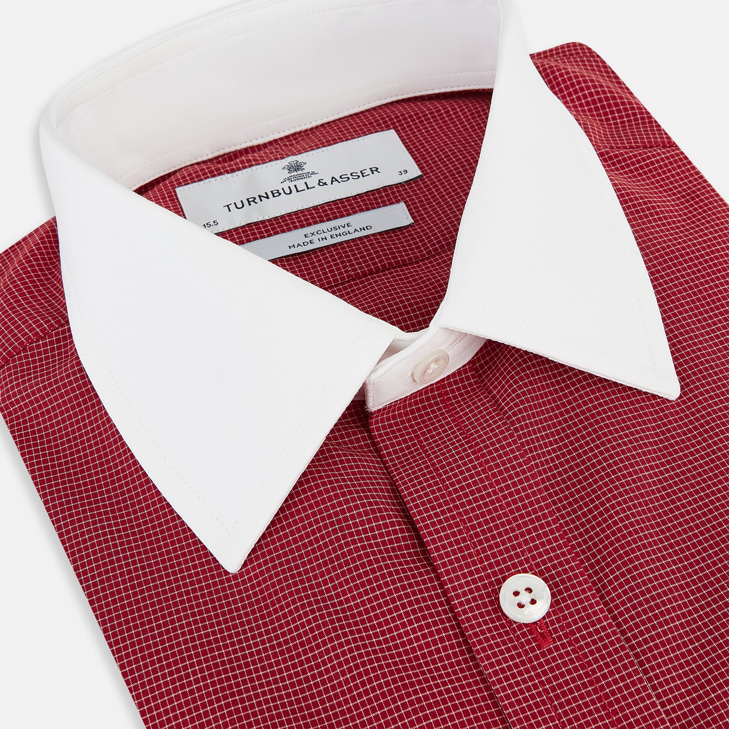 View 2 of product Dark Red Pin Check  Shirt with Contrast T&A Collar and Cuffs