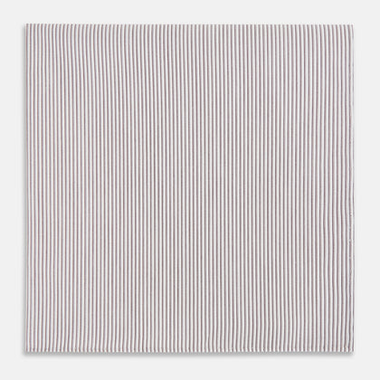 Brown Double Hairline Stripe Hand-Rolled Handkerchief