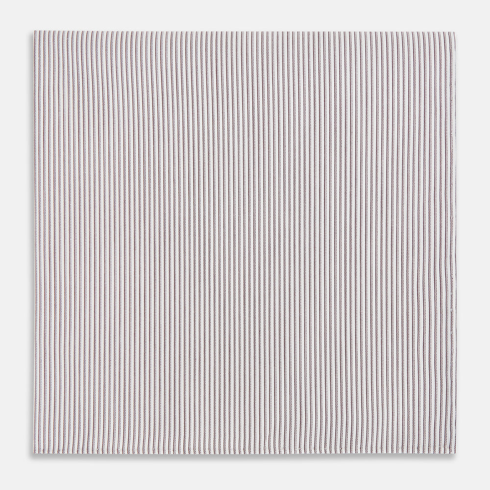 Brown Double Hairline Stripe Hand-Rolled Handkerchief