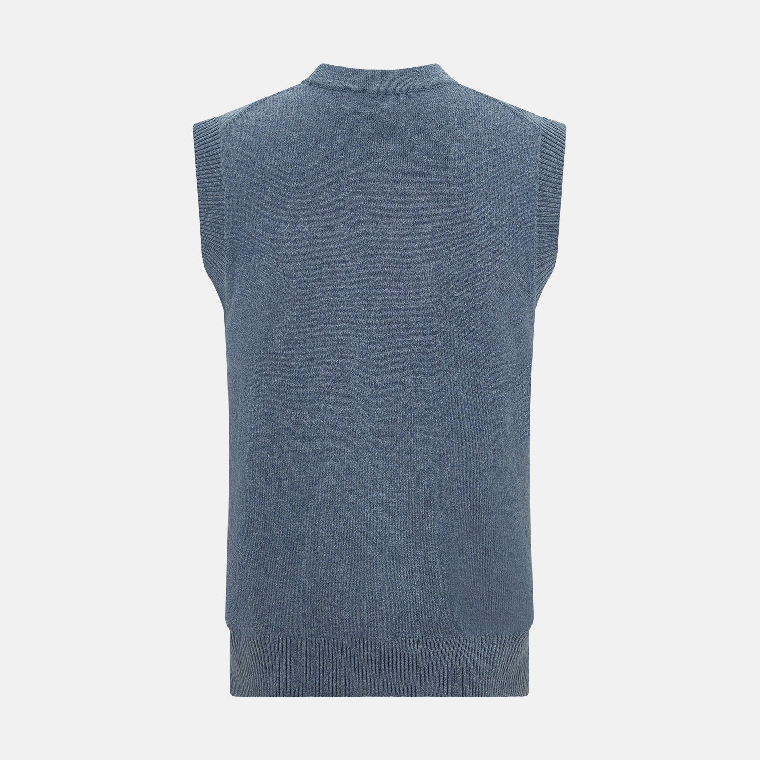 View 3 of product Blue Melange Cashmere Sleeveless Cardigan