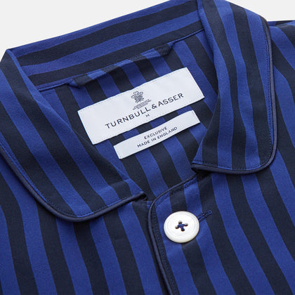 Blue and Navy Candy Stripe Silk Hyde Pyjamas Set Image 3