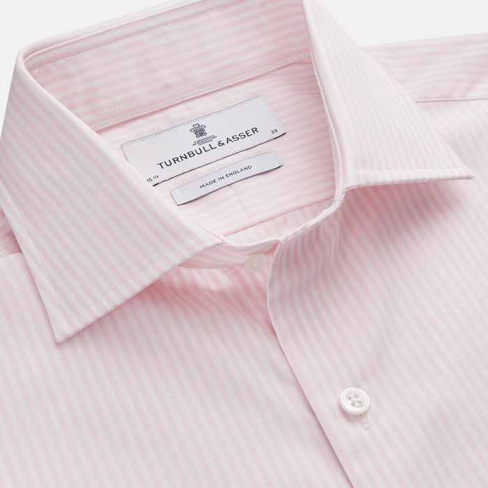White and Pink Wide Stripe Shirt with Double Cuffs Image 1