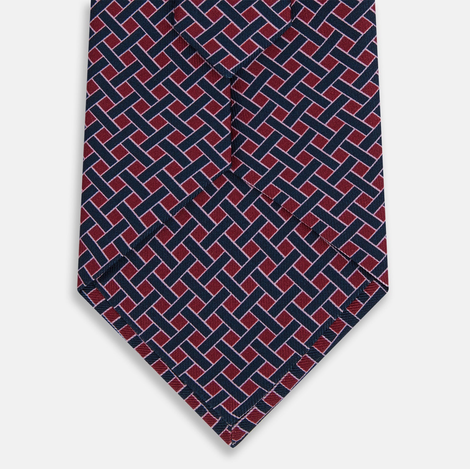 View 3 of product Navy and Pink Woven Printed Silk Tie