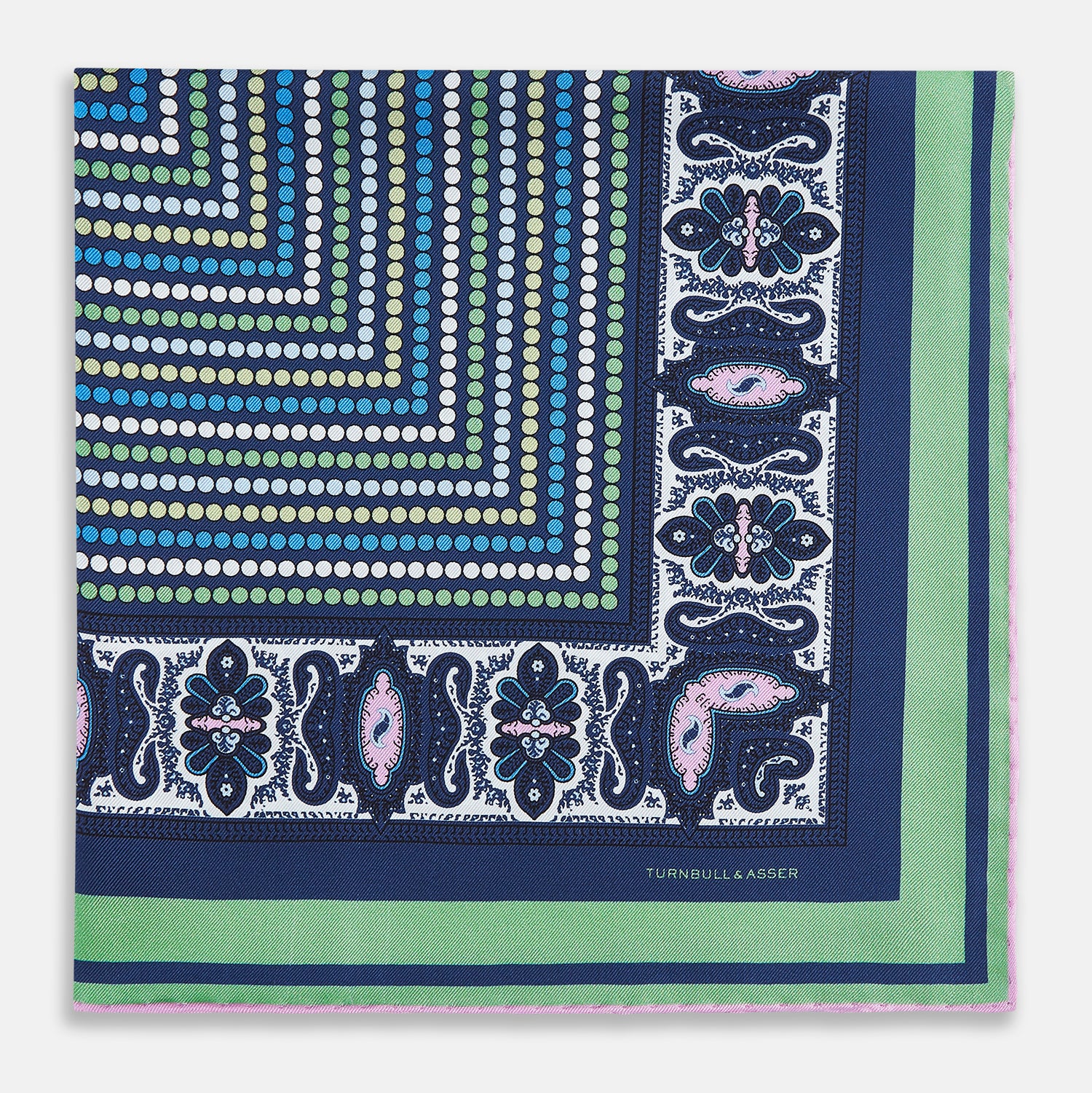 Image 8 of product Oxford Blue Dots and Paisley Silk Pocket Square