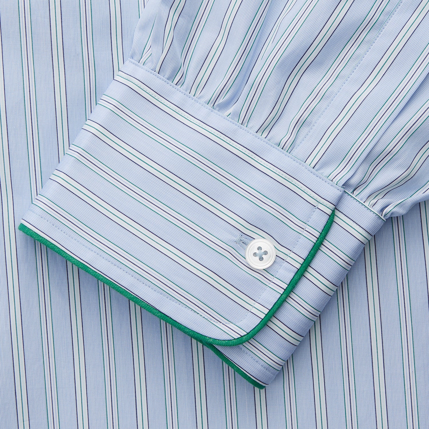 View 3 of product Blue and Green Stripe Poplin Cotton Nightshirt