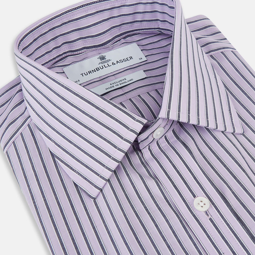 Lilac Ticking Stripe Mayfair Shirt