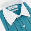 View 2 of product Turquoise Track Stripe Shirt with Contrast T&A Collar and Cuffs
