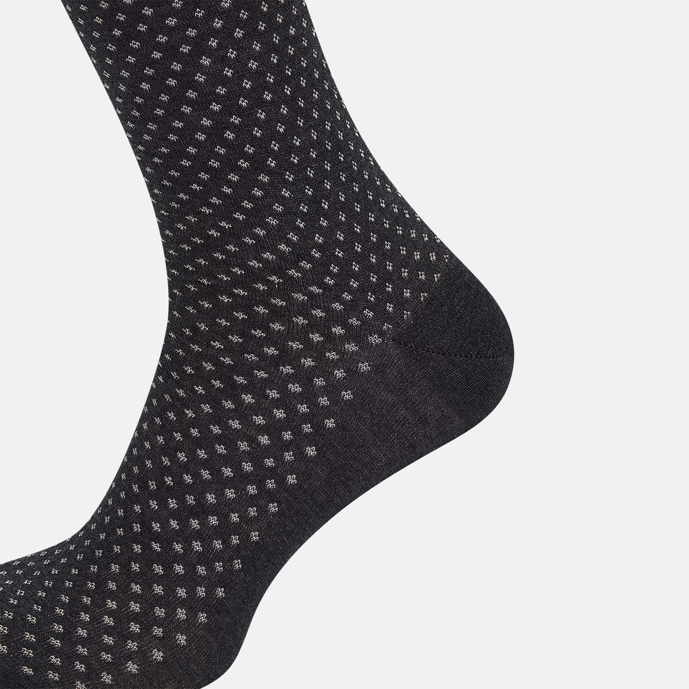 Grey Motif Mid-Length Socks