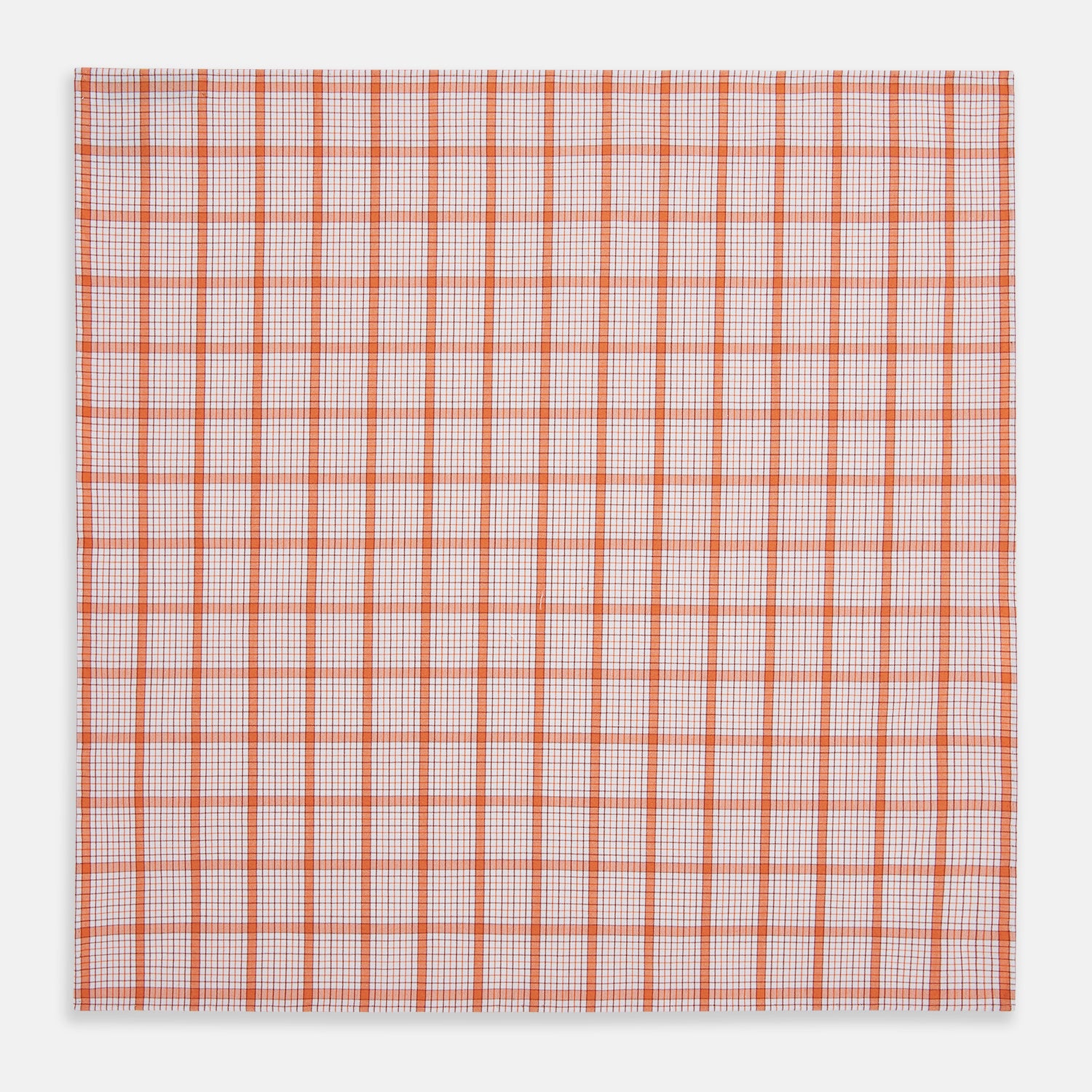View 6 of product Hand Rolled Orange Graph Overlay Check Handkerchief
