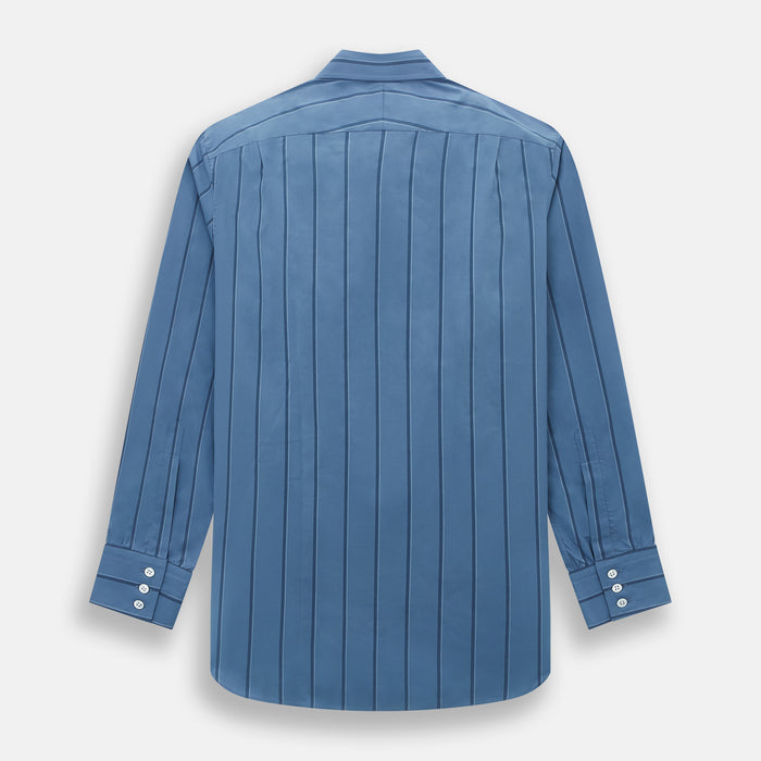 Steel Grey and Navy Track Stripe Mayfair Shirt Image 2