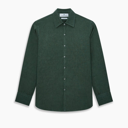 Forest Green Linen Westminster Shirt Image 8