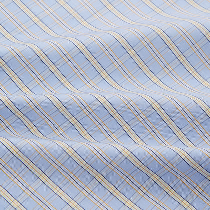 Blue and Yellow Check Poplin Cotton Dressing Gown Image 3