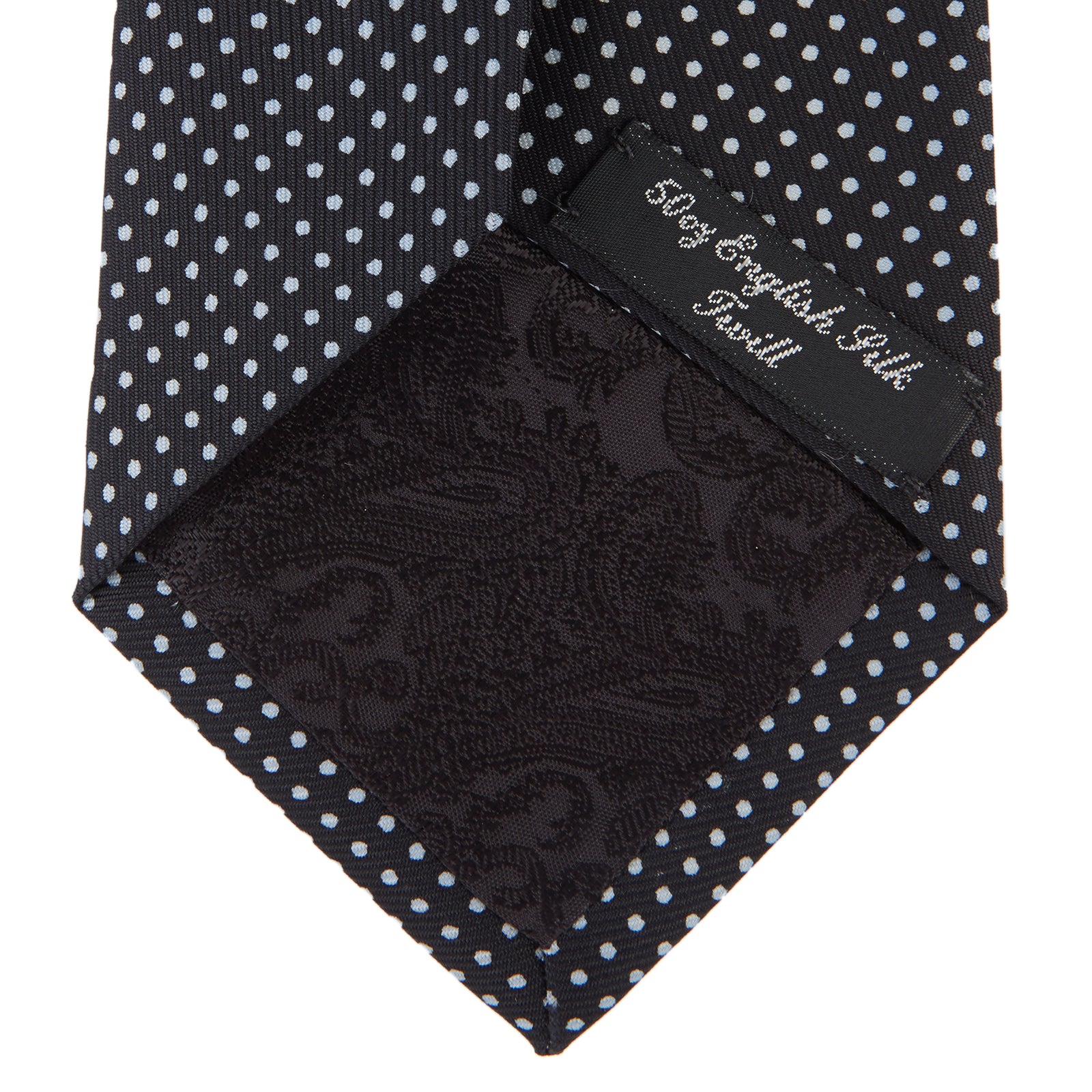 View 4 of product Black and White Small Spot Printed Silk Tie