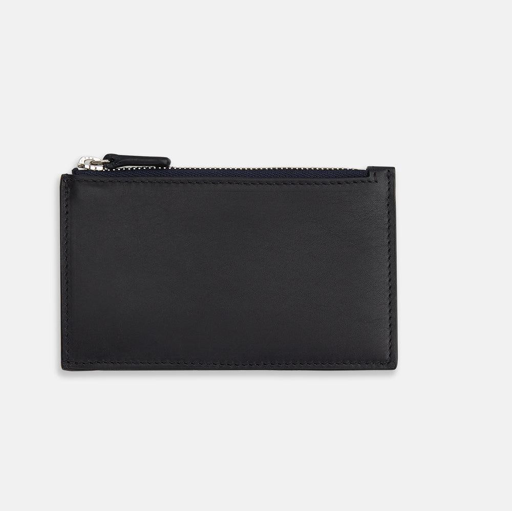 Navy Leather Zip Coin and Card Holder