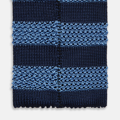 Navy and Blue Square tipped knitted tie Image 3