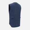 View 4 of product Denim Blue Quilted Linen Herringbone Waistcoat