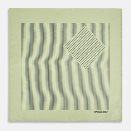 Melon Green Stripe Silk Pocket Square Image 2