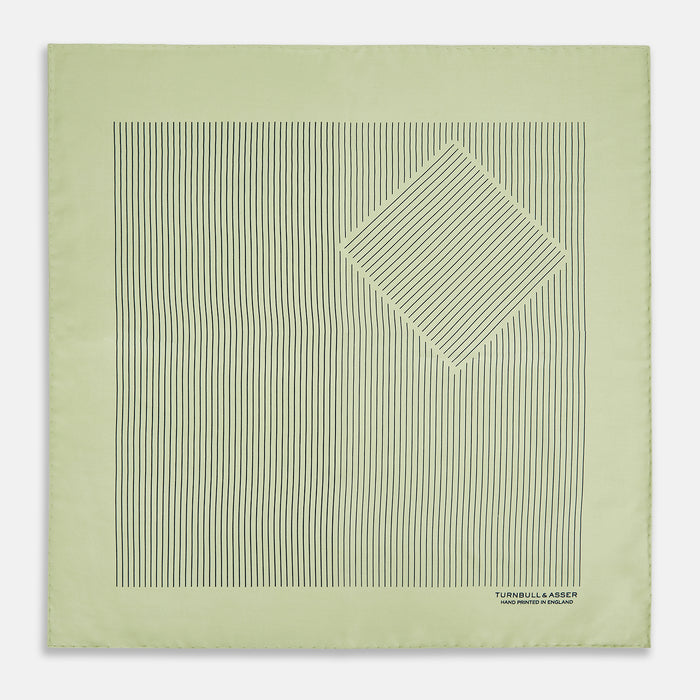 Melon Green Stripe Silk Pocket Square Image 2