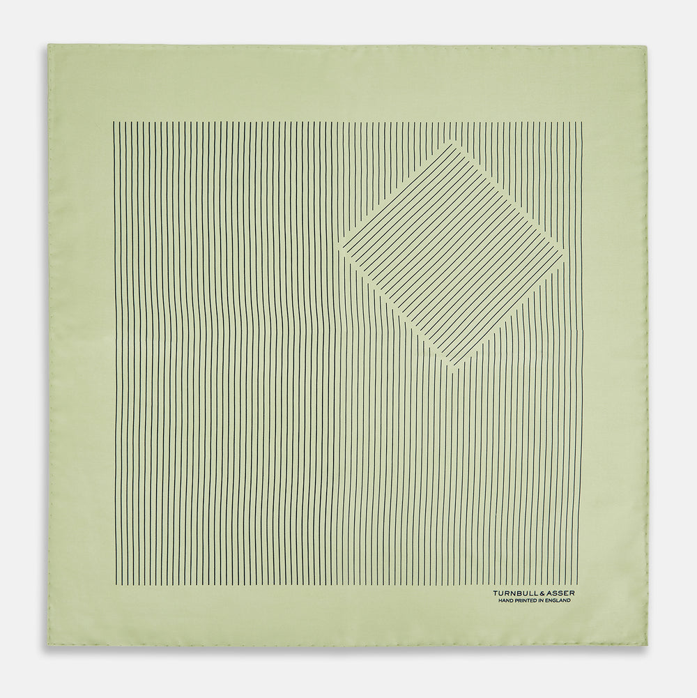 Melon Green Stripe Silk Pocket Square