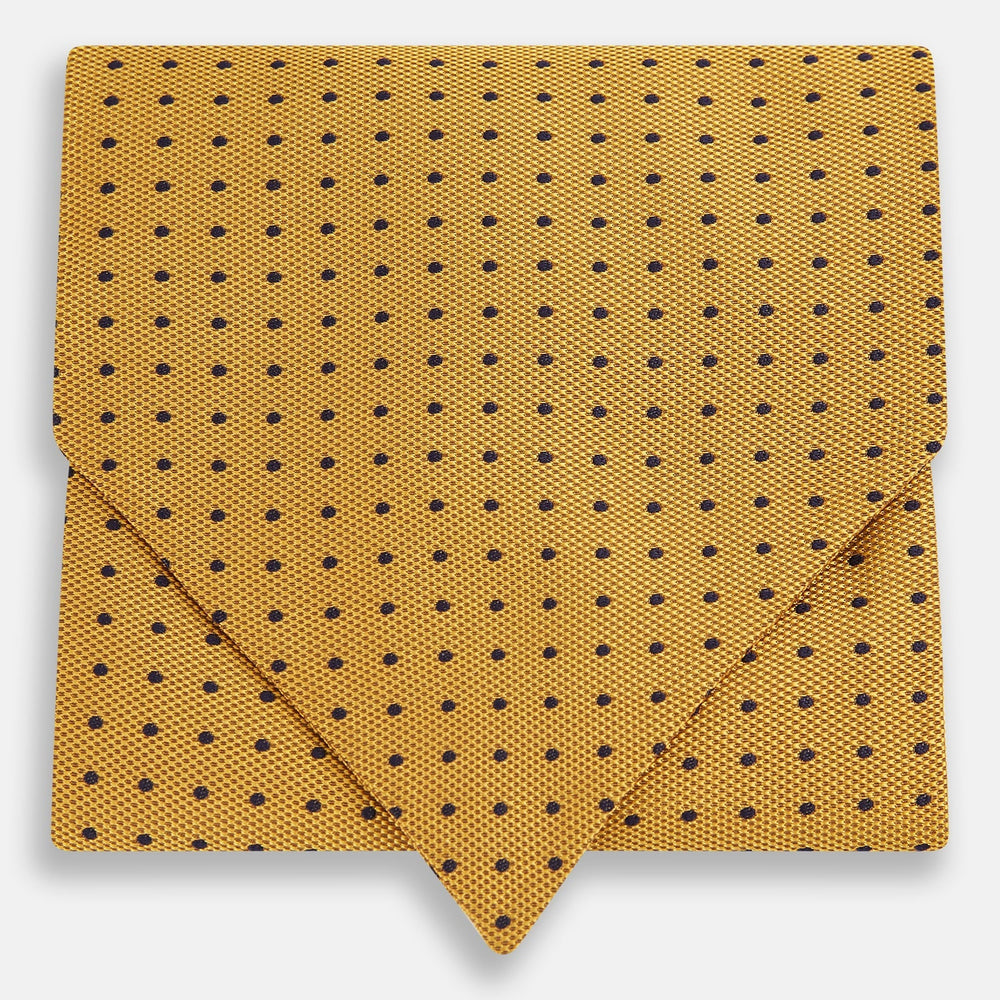 Navy and Yellow Micro Dot Silk Cravat