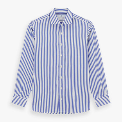 Tailored Fit Blue and White Candy Stripe Shirt with Kent Collar and 3-Button Cuffs Image 5