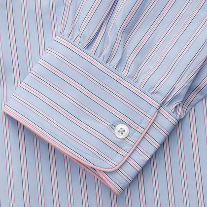 Blue and Pink Stripe Poplin Cotton Nightshirt Image 2