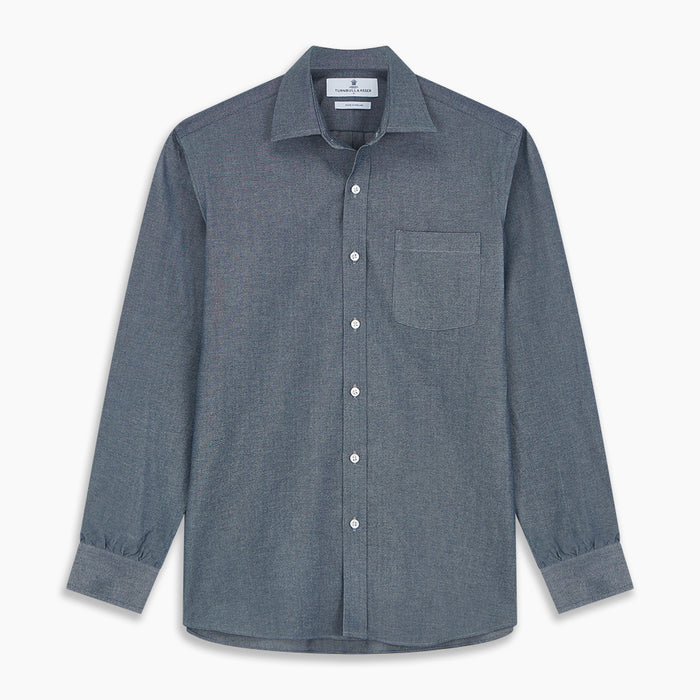 Blue Weekend Fit Oxford Finch Shirt With Derby Collar And Chest Pocket Image 5