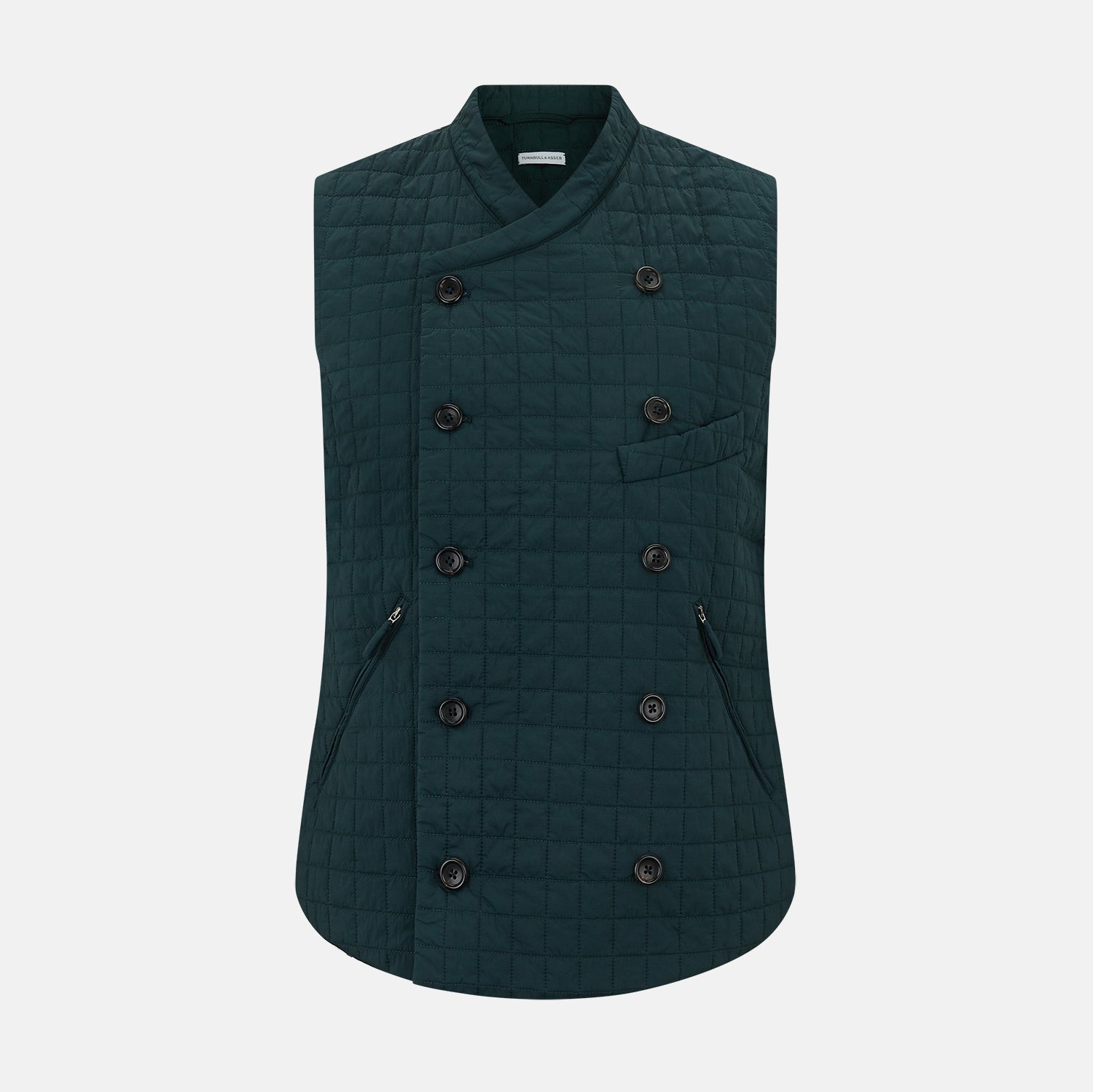 View 1 of product Forest Green Double-Breasted Quilted Gilet