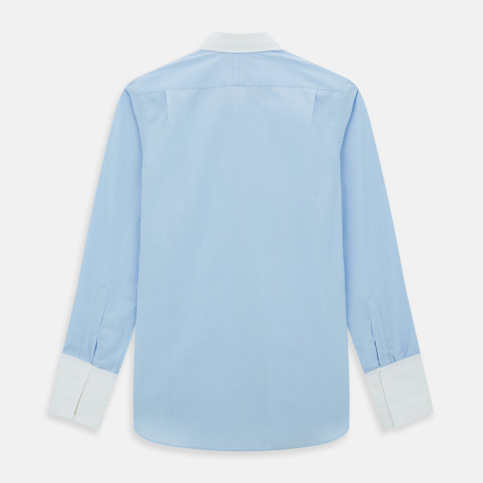 Light Blue End-on-End Shirt with Contrast T&A Collar and Double Cuffs Image 2