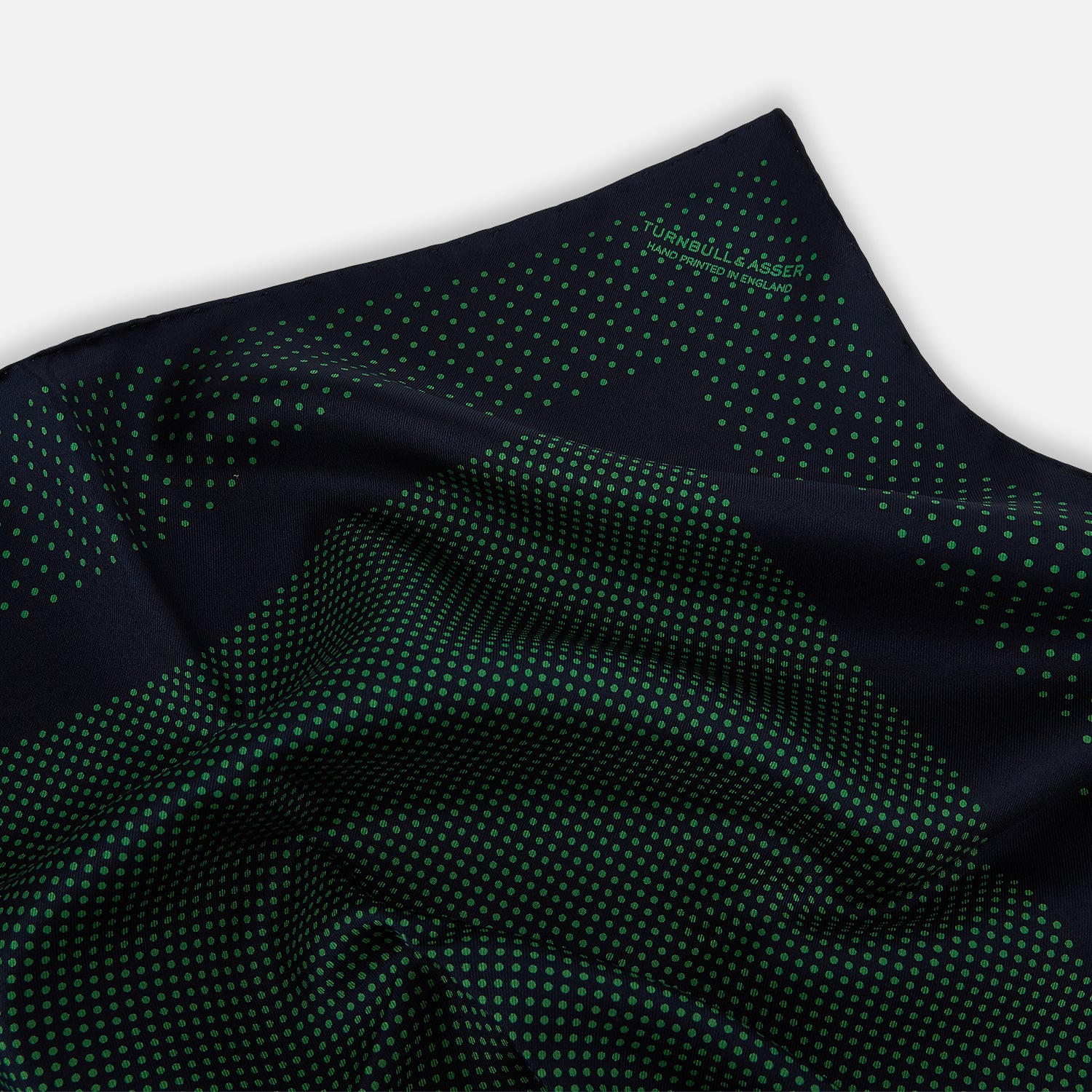 View 2 of product Navy and Green Dot Silk Pocket Square