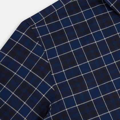 Navy and White Check Windsor Shirt Image 5