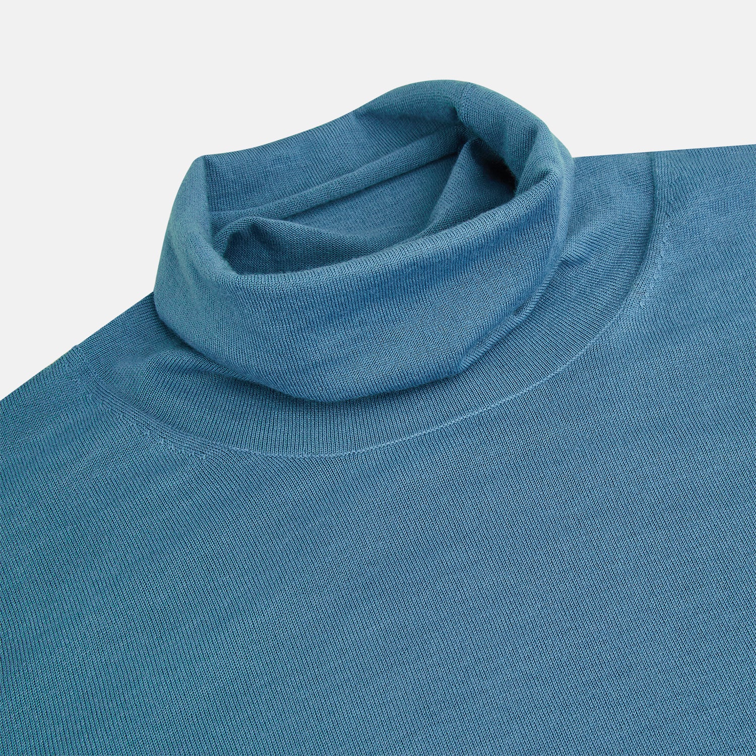 View 2 of product Pale Blue Fine Merino High Neck Jumper