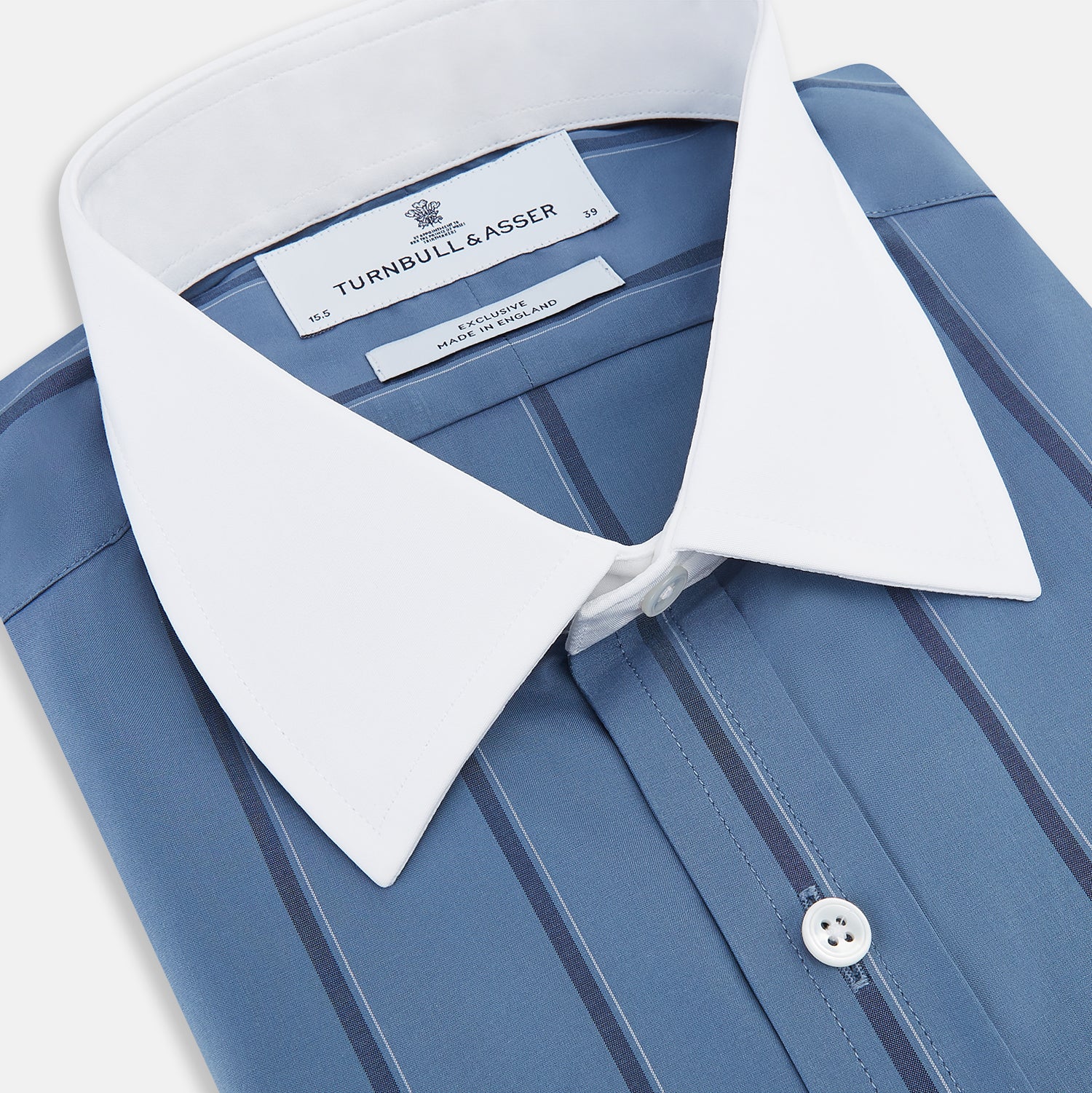 View 2 of product Steel Grey Track Stripe Shirt with Contrast T&A Collar and Cuffs