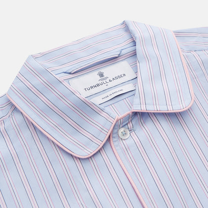 Blue and Pink Stripe Poplin Cotton Nightshirt Image 1