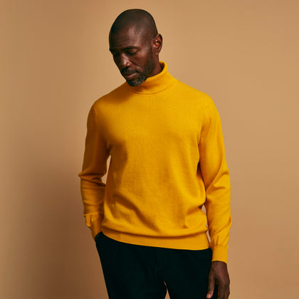 Gold Aubrey Cashmere Roll Neck Jumper Image 3
