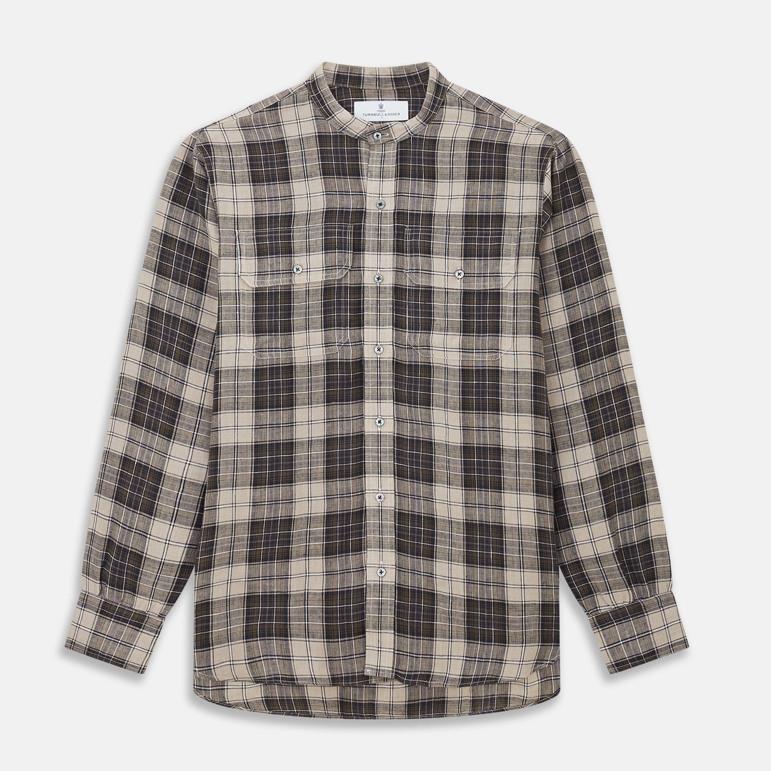 View 1 of product Brown Multi Check Linen Weekend Fit Unwin Shirt